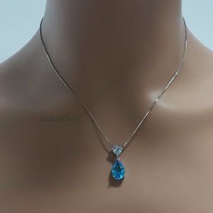 Aquamarine Teardrop Pendant Necklace